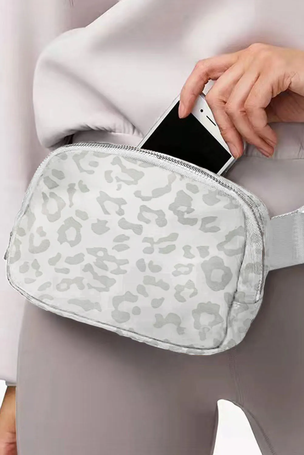Leopard Print Buckle Canvas Chest Bag 20*5*14cm