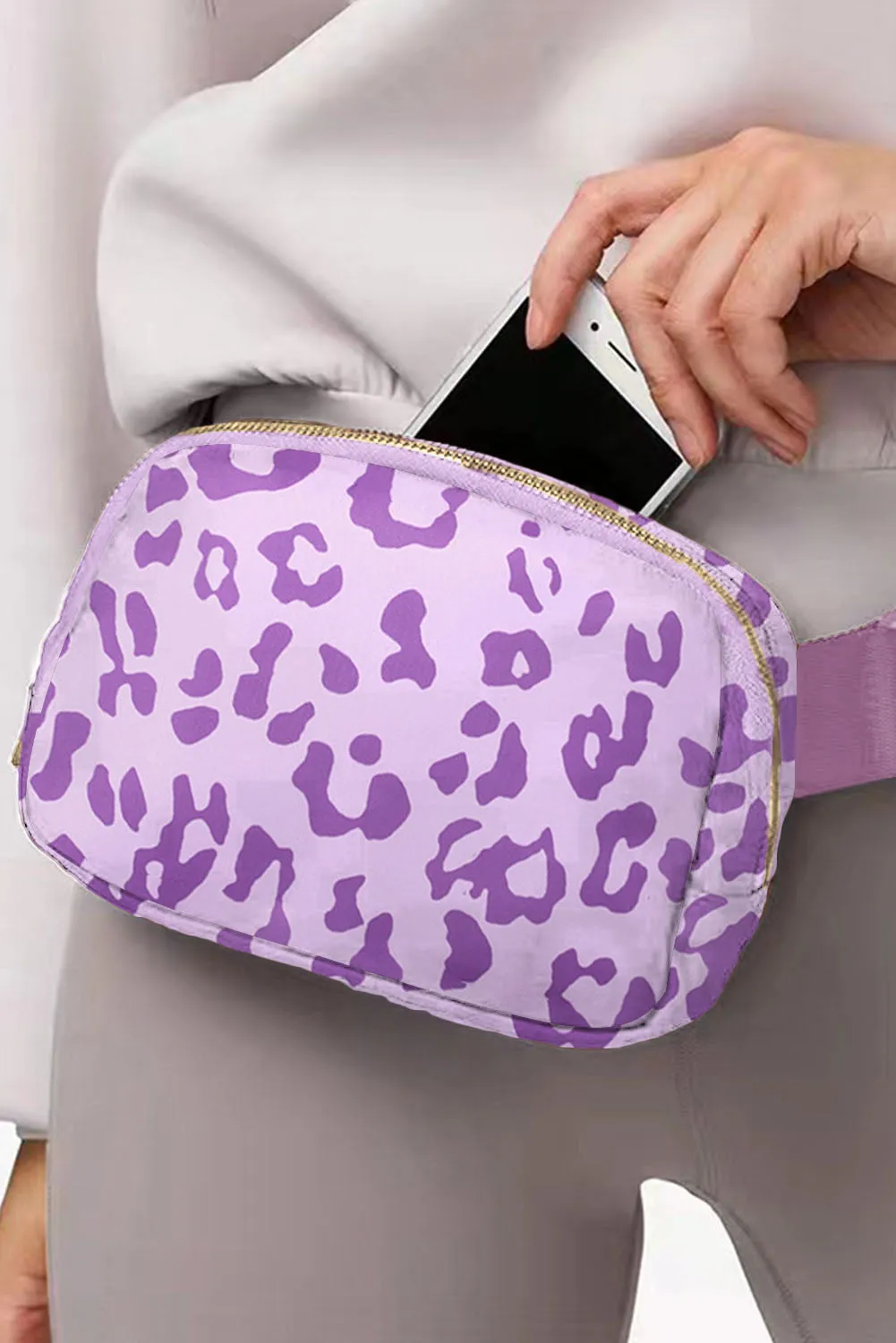 Leopard Print Buckle Canvas Chest Bag 20*5*14cm