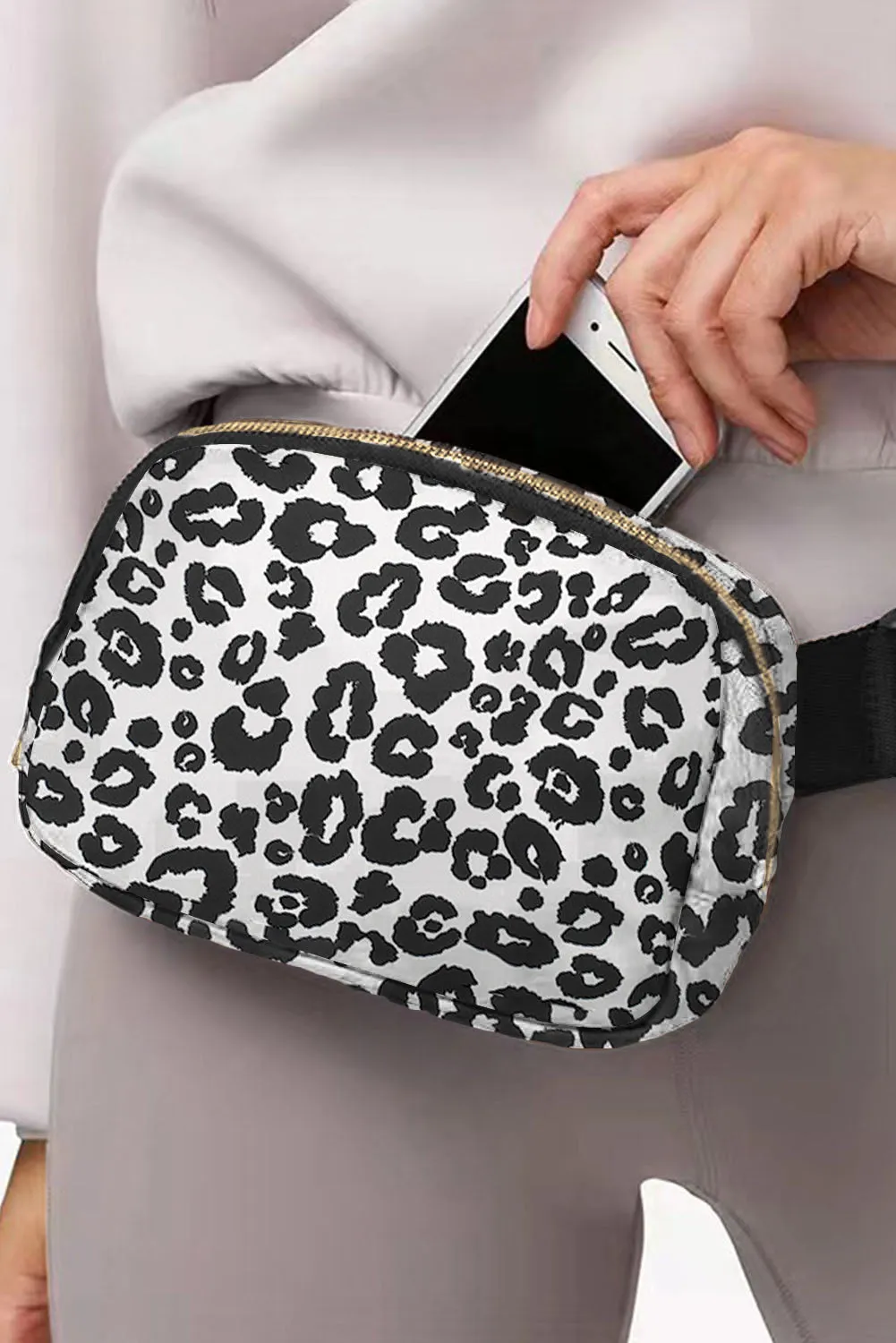Leopard Print Buckle Canvas Chest Bag 20*5*14cm