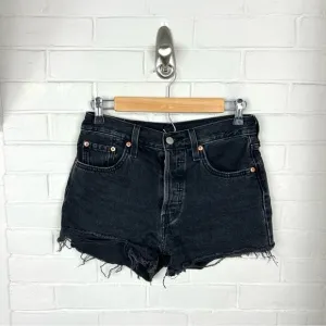 Levi’s Button Fly Black Denim Cutoff Shorts Size 25