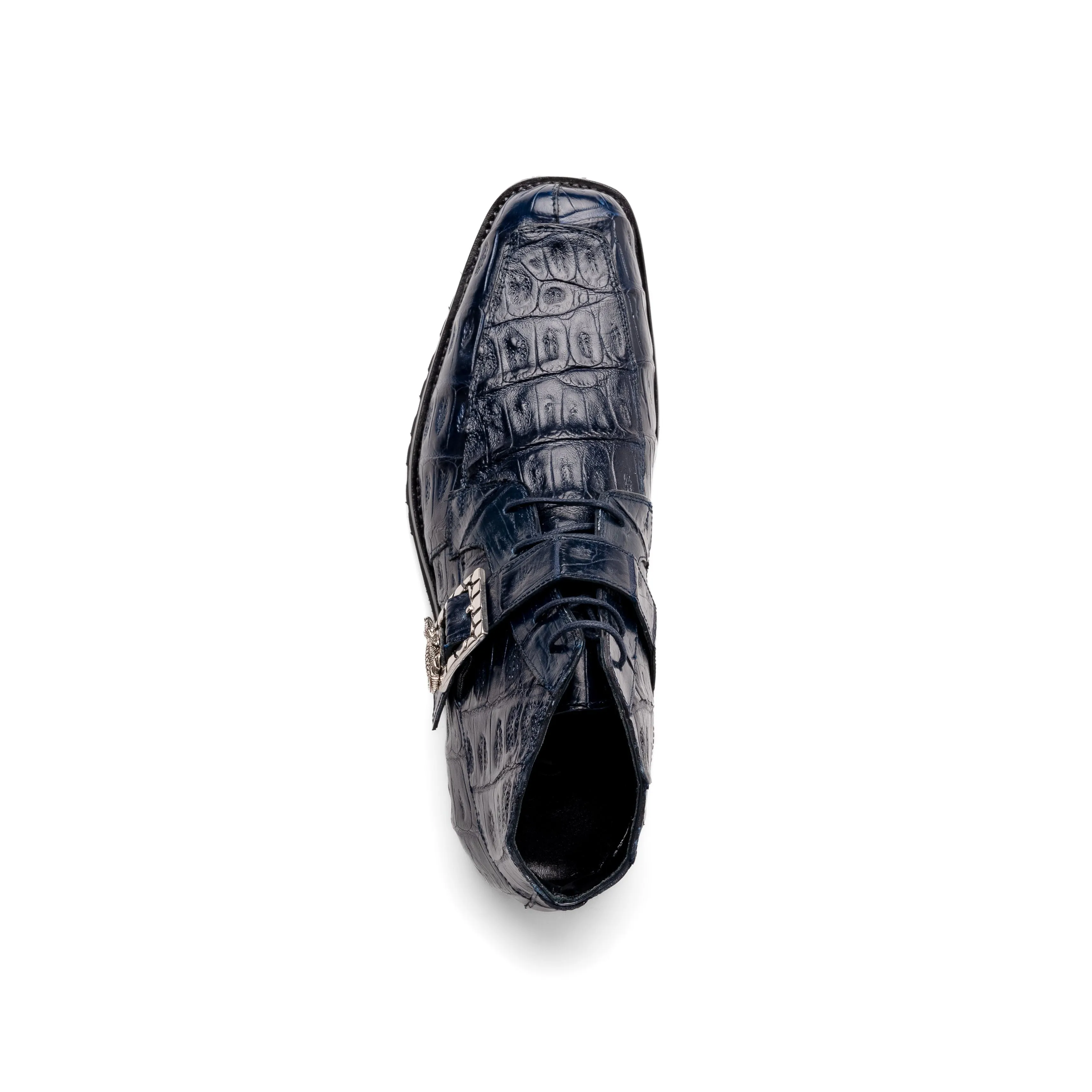 Mauri Bulletproof in Wonder Blue Mens Exotic Crocodile Strap Derby Boots