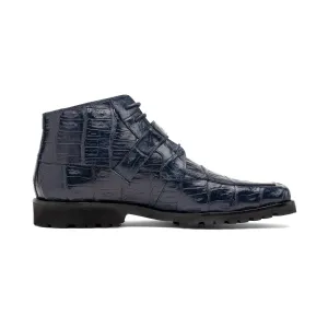 Mauri Bulletproof in Wonder Blue Mens Exotic Crocodile Strap Derby Boots