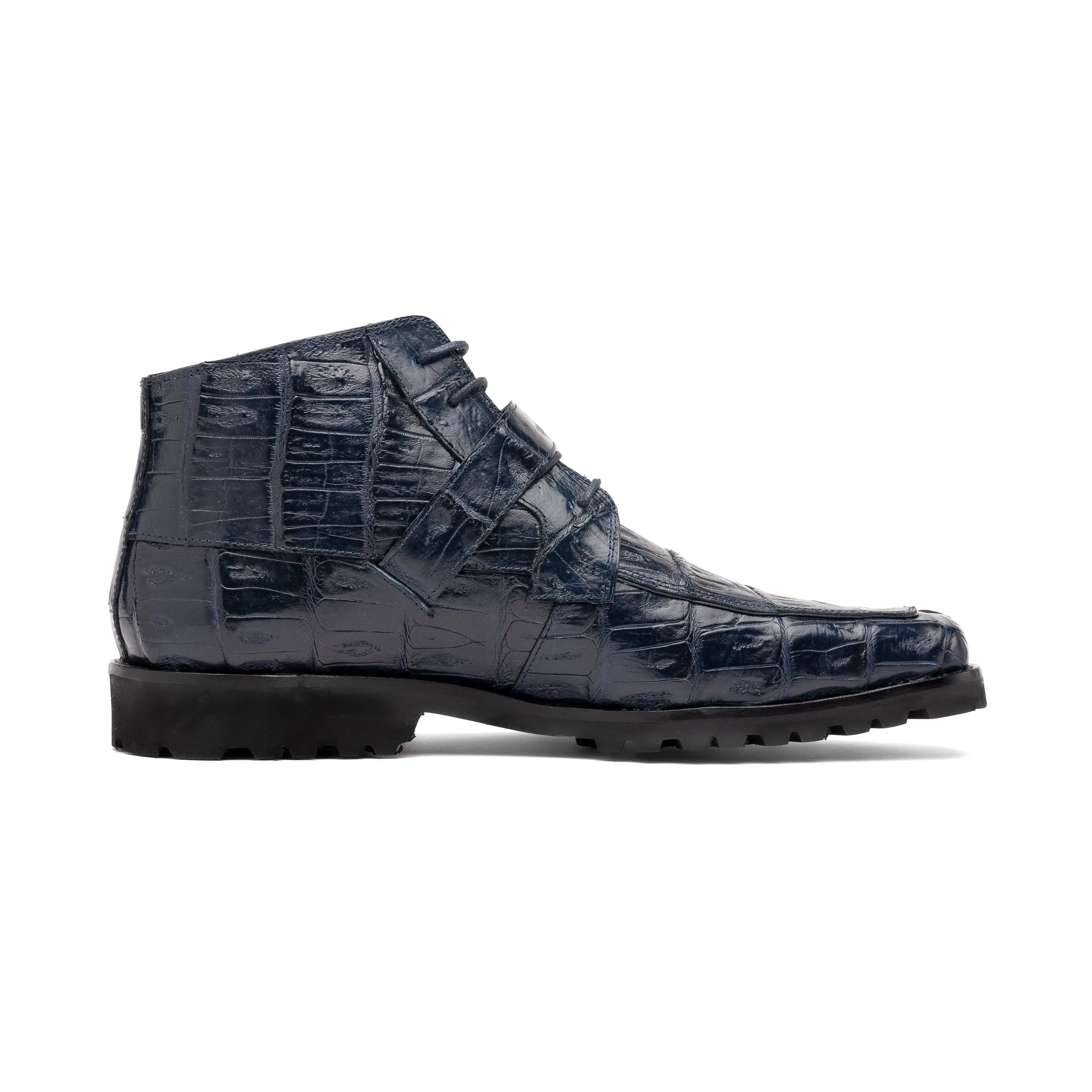 Mauri Bulletproof in Wonder Blue Mens Exotic Crocodile Strap Derby Boots