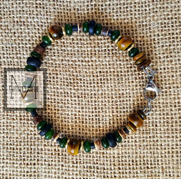 Men's Black Irish Gemstone Beaded Bracelet