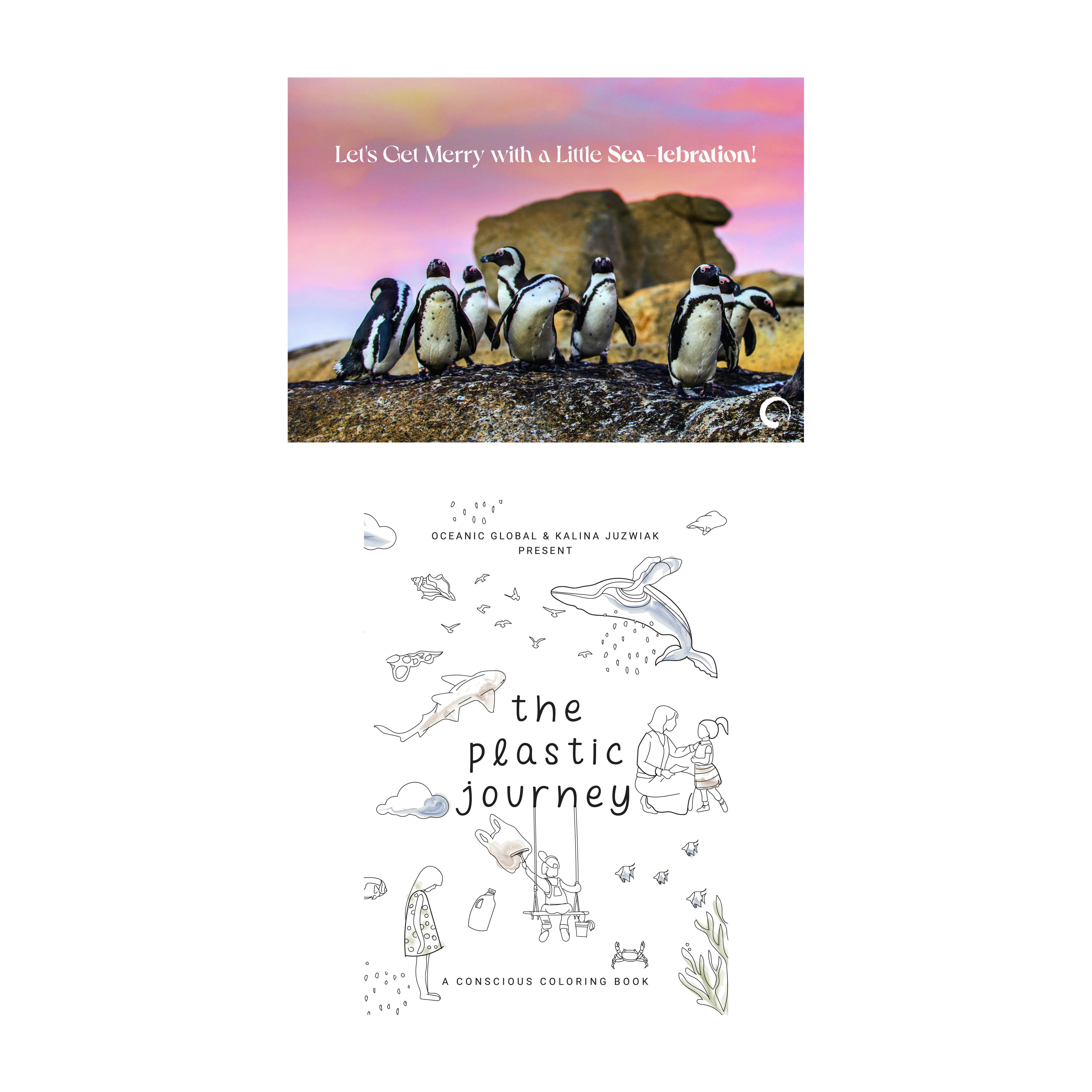 Merry Penguins Holiday Card   OG Recognition   Digital Coloring Book