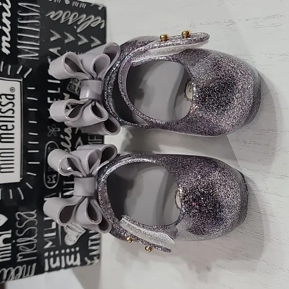 Mini Melissa Silver Glitter Ultragirl Sweet III Mary Jane Jellies Toddler Size 5