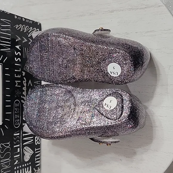 Mini Melissa Silver Glitter Ultragirl Sweet III Mary Jane Jellies Toddler Size 5