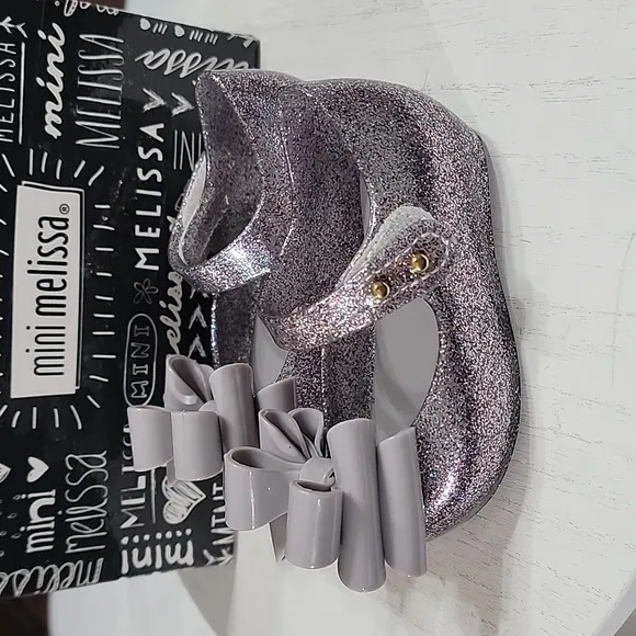 Mini Melissa Silver Glitter Ultragirl Sweet III Mary Jane Jellies Toddler Size 5