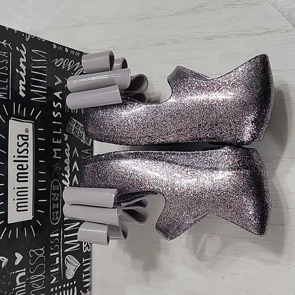 Mini Melissa Silver Glitter Ultragirl Sweet III Mary Jane Jellies Toddler Size 5
