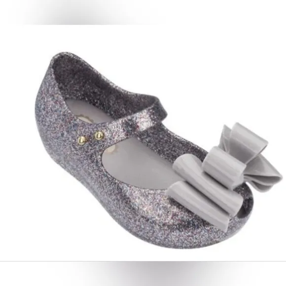 Mini Melissa Silver Glitter Ultragirl Sweet III Mary Jane Jellies Toddler Size 5