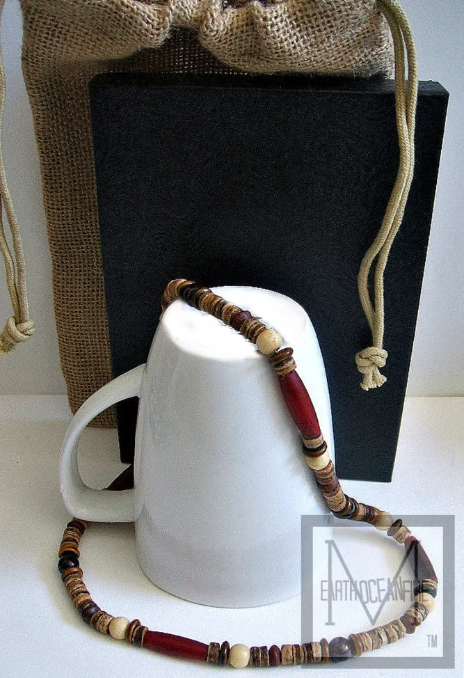 Native American Garnet Horn Beaded Necklace