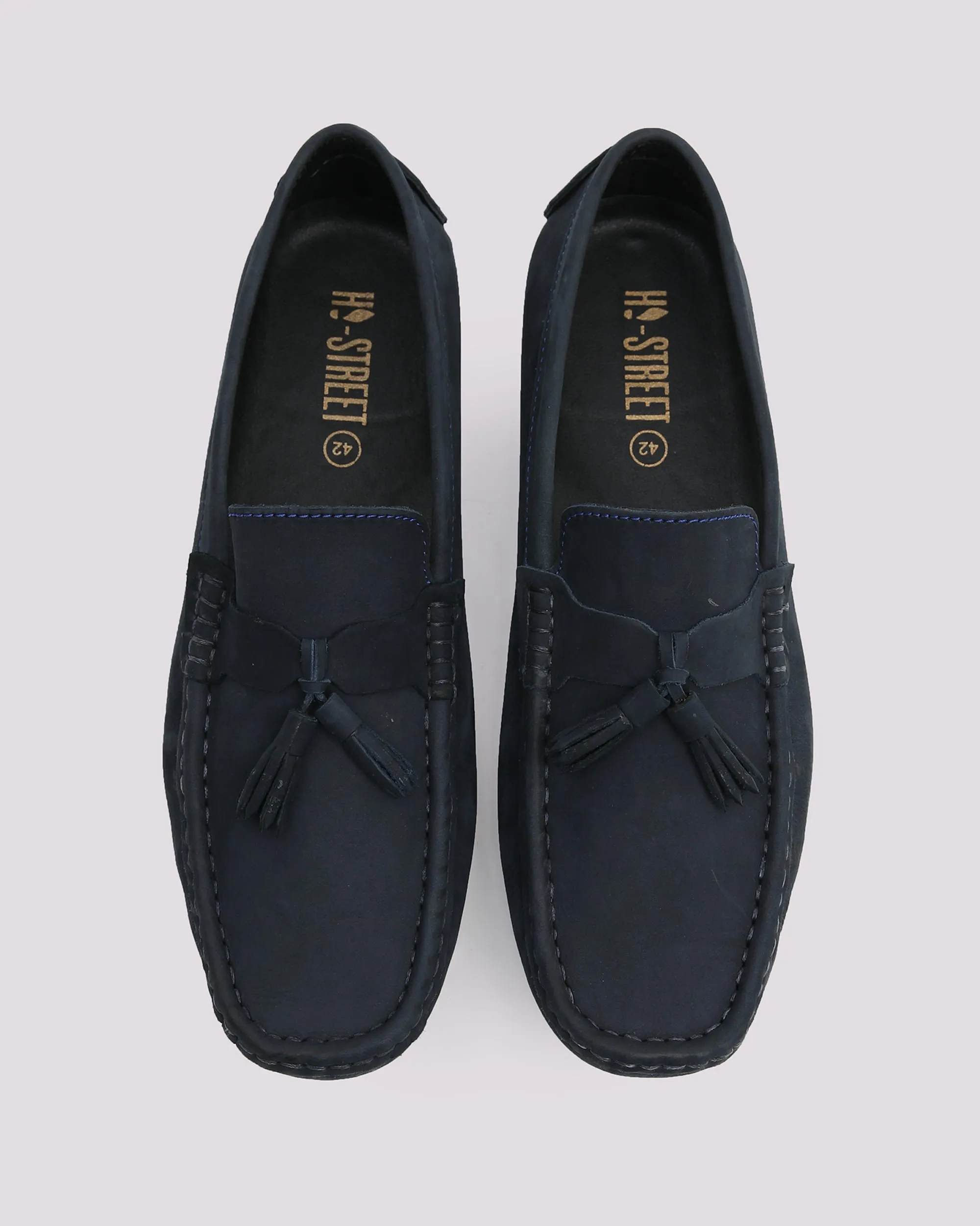Navy Suede Loafer With Tassel