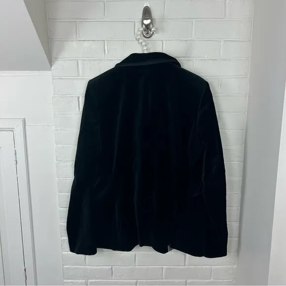 NWT LOFT Black Velvet Tuxedo Blazer Jacket Size 12