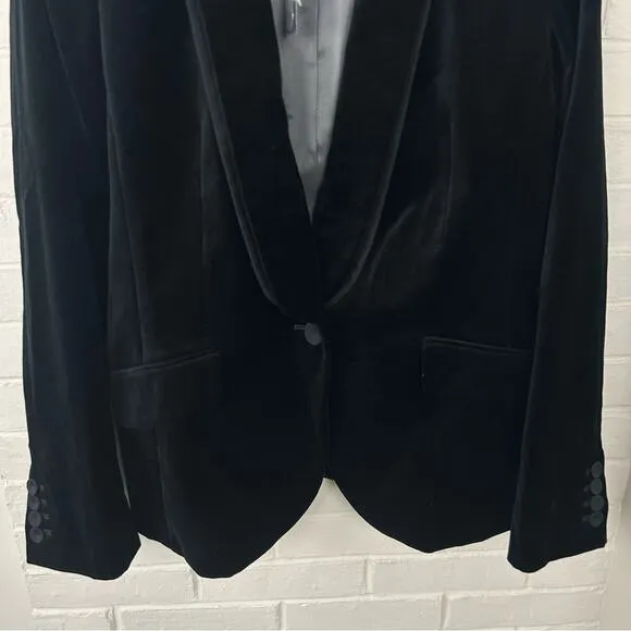 NWT LOFT Black Velvet Tuxedo Blazer Jacket Size 12