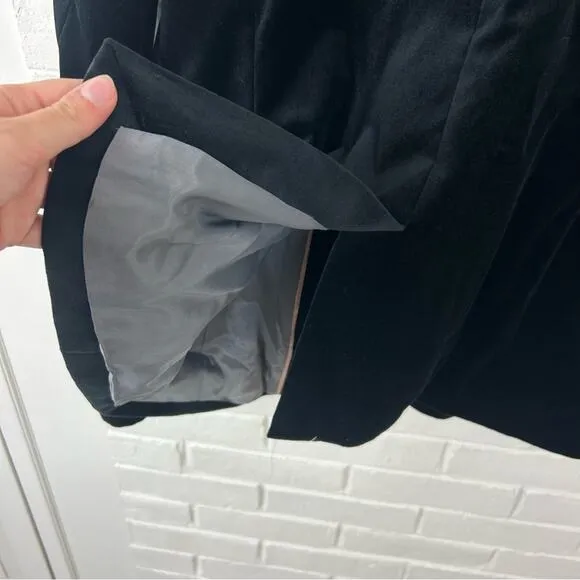 NWT LOFT Black Velvet Tuxedo Blazer Jacket Size 12
