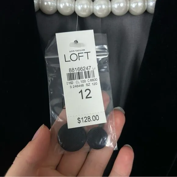NWT LOFT Black Velvet Tuxedo Blazer Jacket Size 12