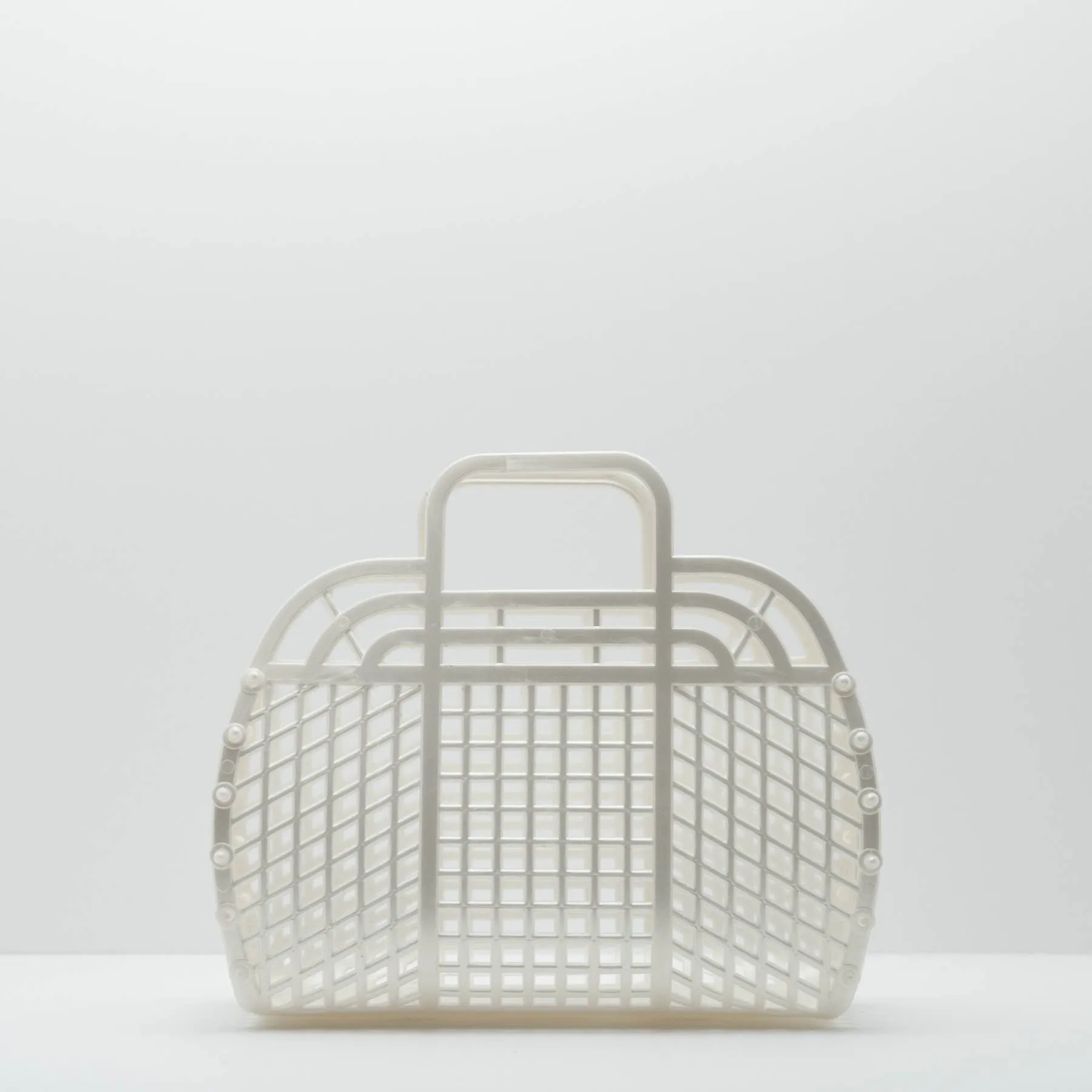 retro jelly basket - medium pearl white
