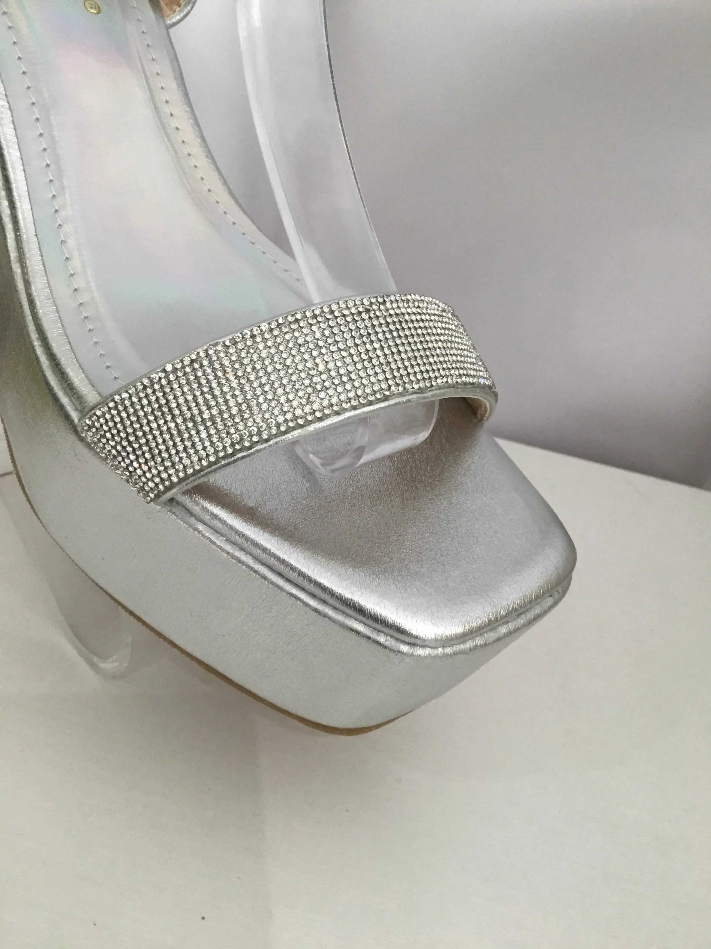 Silver Rhinestones Platforms