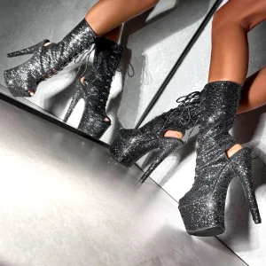 The Glitterati Xtra - OHOT Boot - BLACK CAVIAR - 7INCH