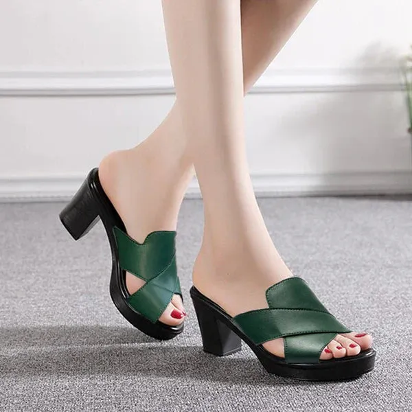 Thick Women's High Heel Sandals With Platform