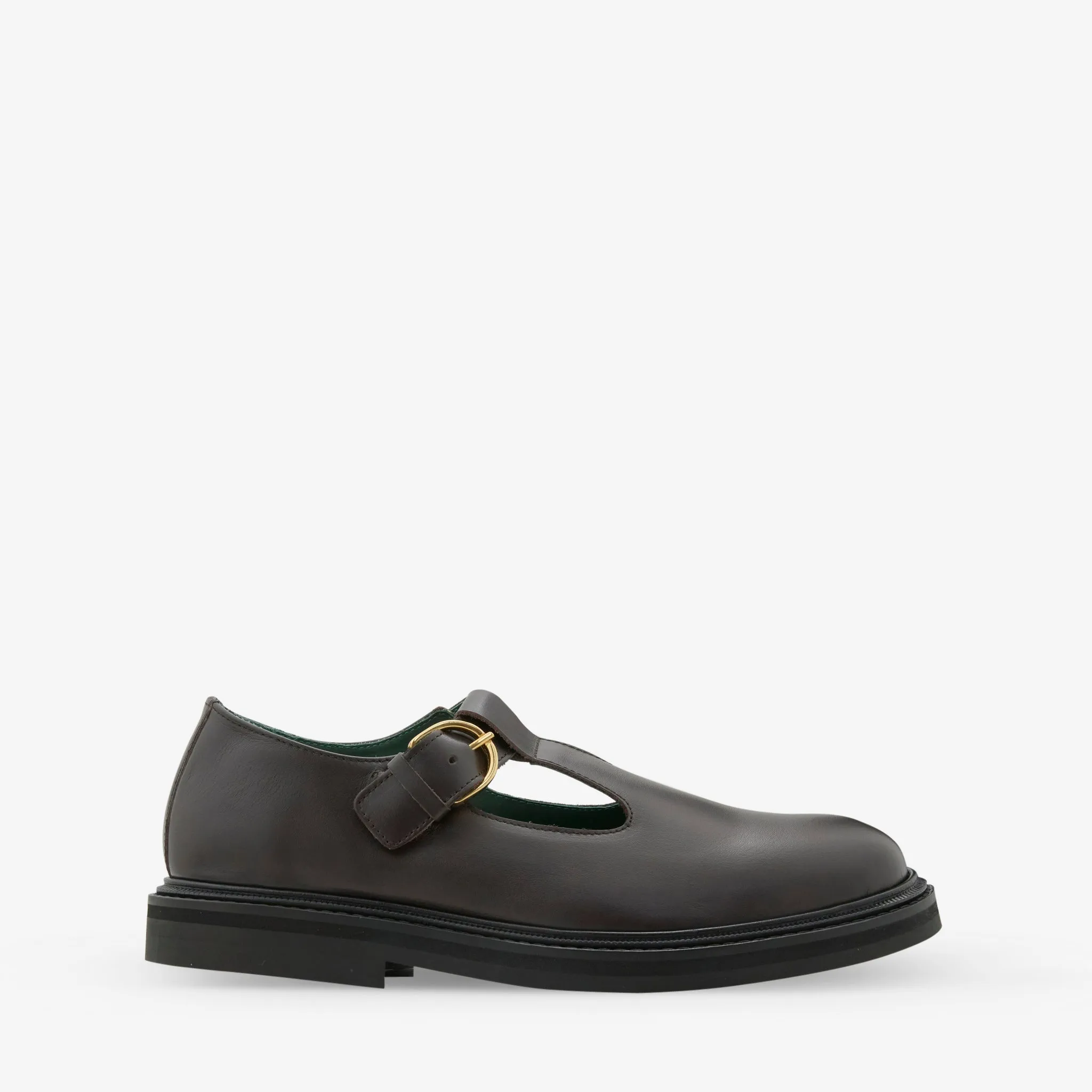 Vinnee T-Strap Derby Dark Brown Leather