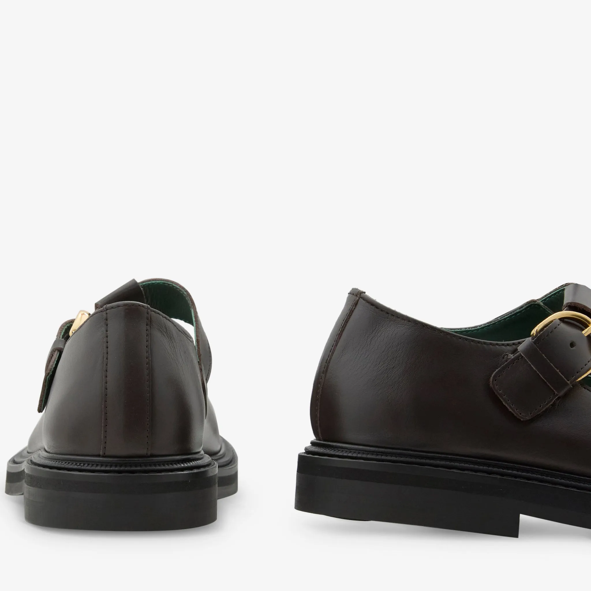 Vinnee T-Strap Derby Dark Brown Leather