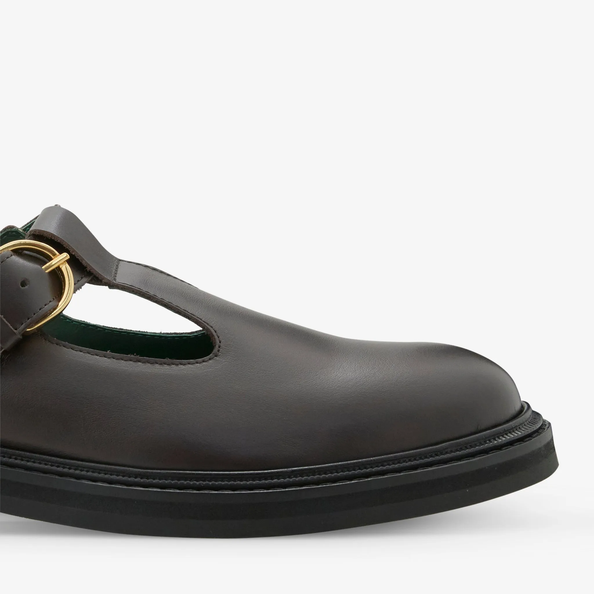 Vinnee T-Strap Derby Dark Brown Leather