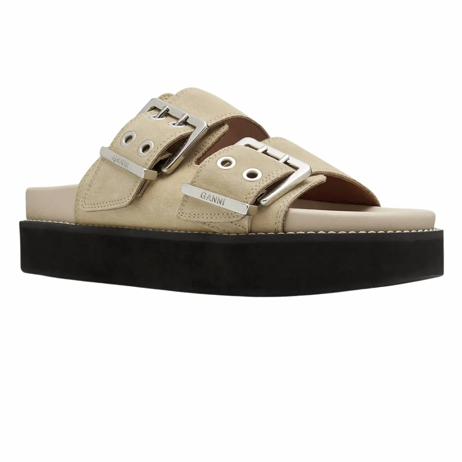 Wide Welt Chunky Buckle Flat Sandal