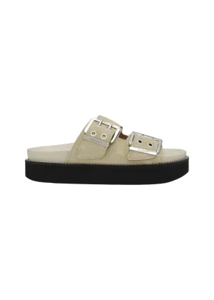 Wide Welt Chunky Buckle Flat Sandal