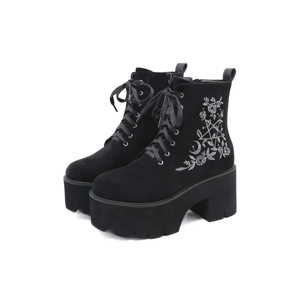 Y2K Flock Platform Shoes with Round Toe and Rubber Outsole