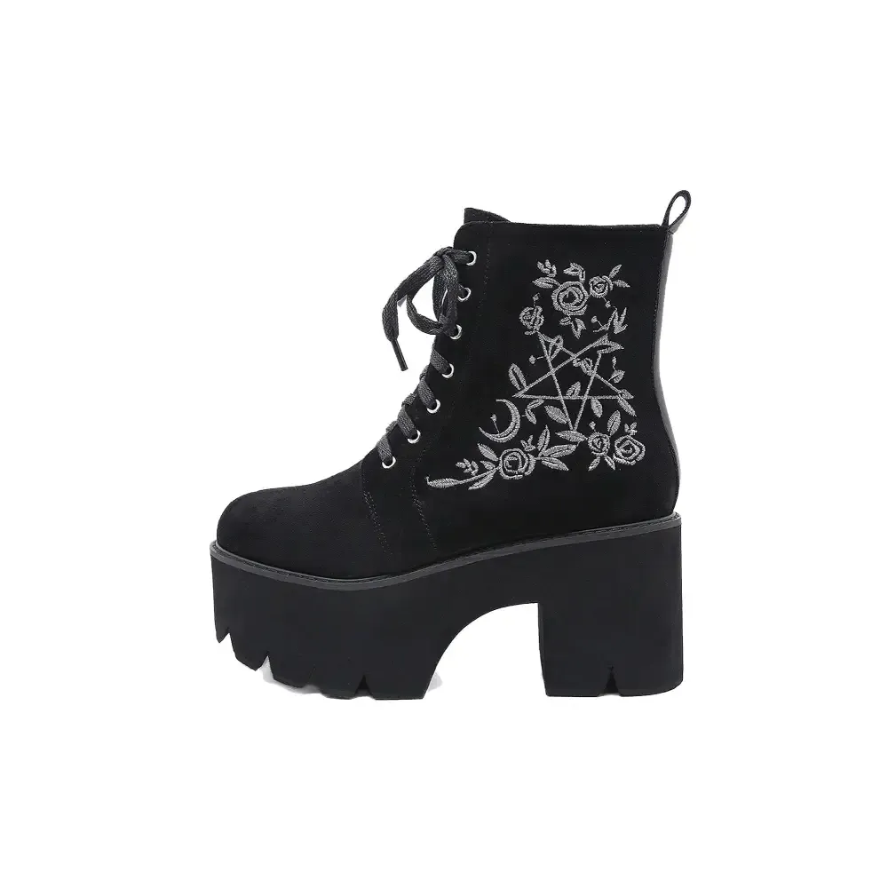 Y2K Flock Platform Shoes with Round Toe and Rubber Outsole